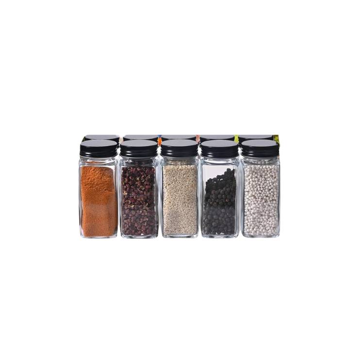120mls 12pc Spice Bottles with Black Screw Lid + Shaker Set