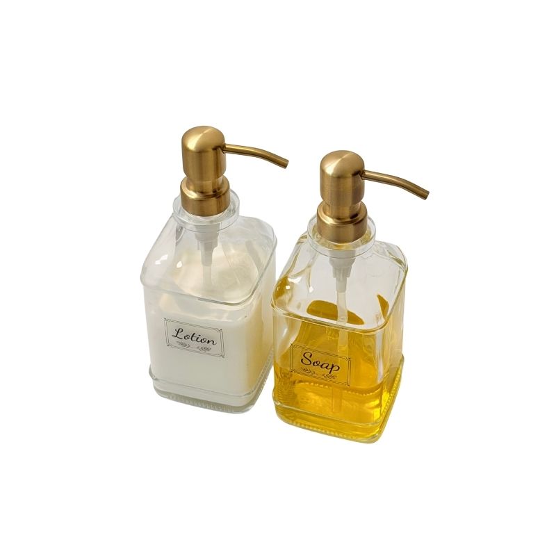 2pc 500mls Square Glass Pump Bottles