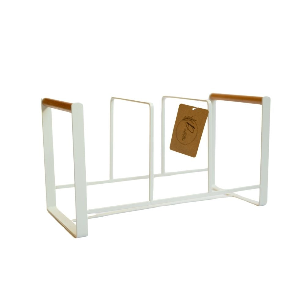 Wooden Handle White Metal Rack